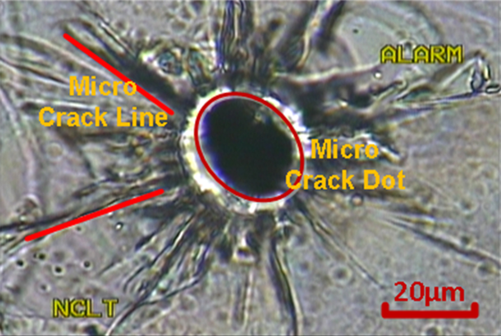 Fig. 1. Micro crack dot in the glass